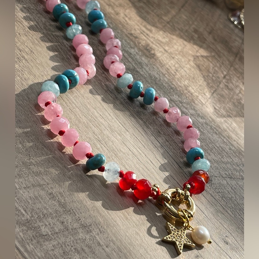 Ms America Necklace 🇺🇸 All Semiprecious Natural Stones - Picture 6 of 6